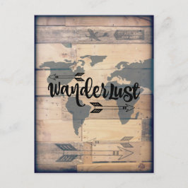 Vanderlustkort för Rustic Wood Travel Postcard Vykort