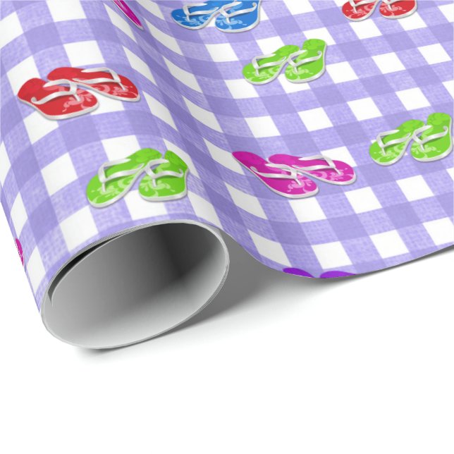 Vändfloppar på Gingham Presentpapper (Rullad Hörn)
