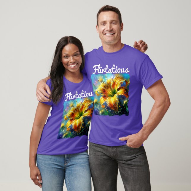 Vändig Gult Daylily Flower Blue Daylilies T Shirt (Unisex)