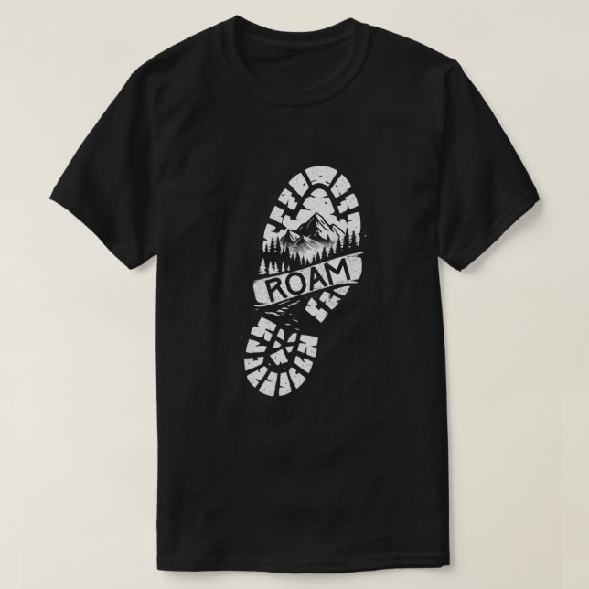 Vandra Bootavtryck Bergstig T Shirt (Design framsida)