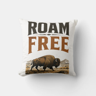 Vandra fritt Bison Prairie Wilderness Vintage Utom Kudde