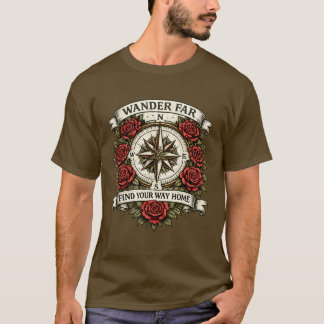 Vandra Långt Kompassros Vintage T-Shirt
