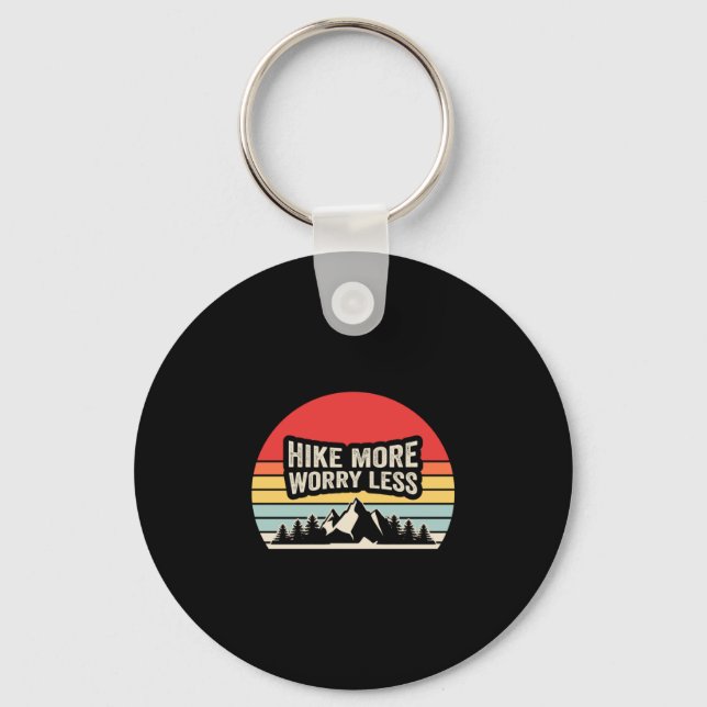 Vandra mer oroa dig mindre retro solnedgång berg v nyckelring (Framsida)