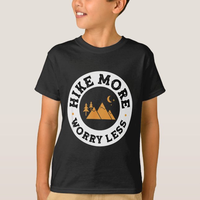 Vandra mer oroa dig mindre t-shirt rolig vandring  (Framsida)