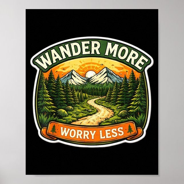 Vandra mer oroa dig mindre vandring hiking turist poster (Framsidan)