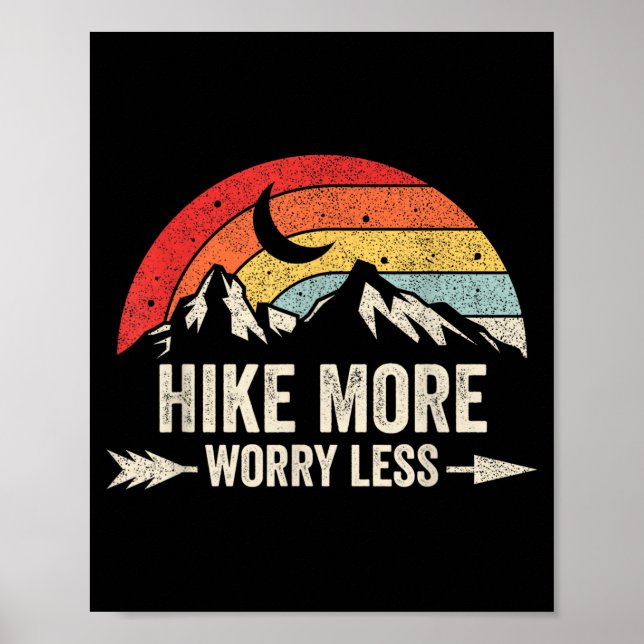 Vandra mer oroa mindre retro bergsvandring grafisk poster (Framsidan)