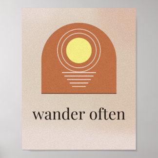 Vandra ofta boho terrakotta solbåge konsttryck poster