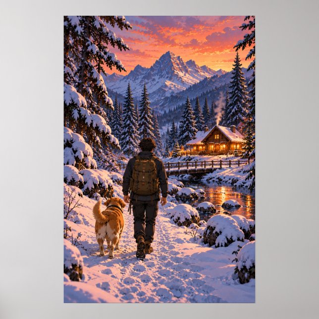 Vandrande i snöiga skogar poster (Framsidan)
