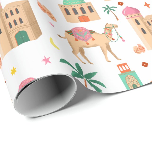 Vandrande kamelkaravan presentpapper (Rullad Hörn)