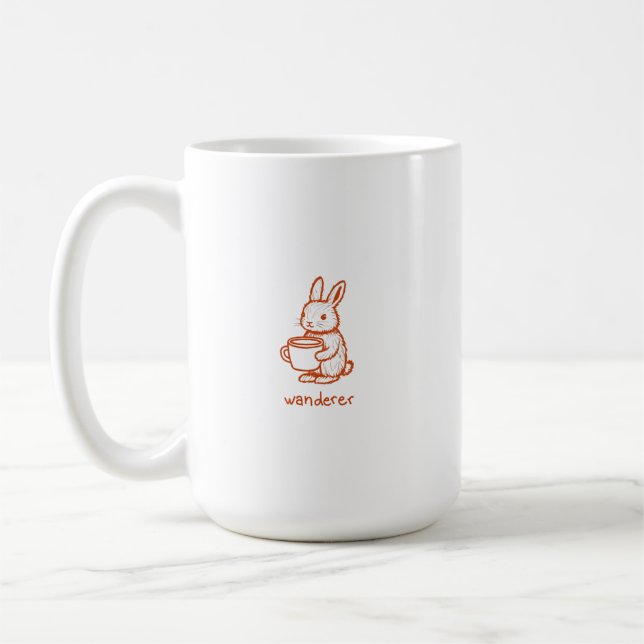 vandrande kanin med kaffe-estetik kaffemugg (Vänster)
