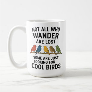 Vandrande Naturälskare Söker Coola Fåglar Kaffemugg