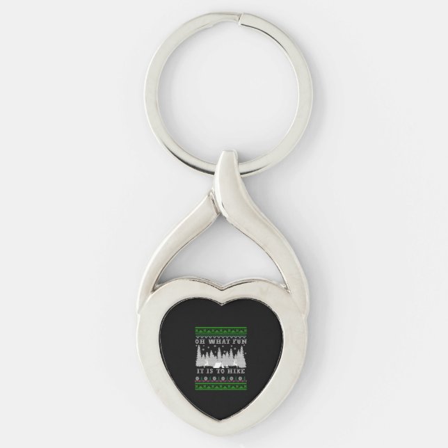 vandrande roligt Ugly jul Twisted Heart Silverfärgad Nyckelring (Framsidan)