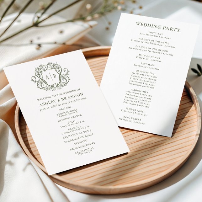Vandrande Ros Salvia Kam Weddingmonogram Program (Skapare uppladdad)