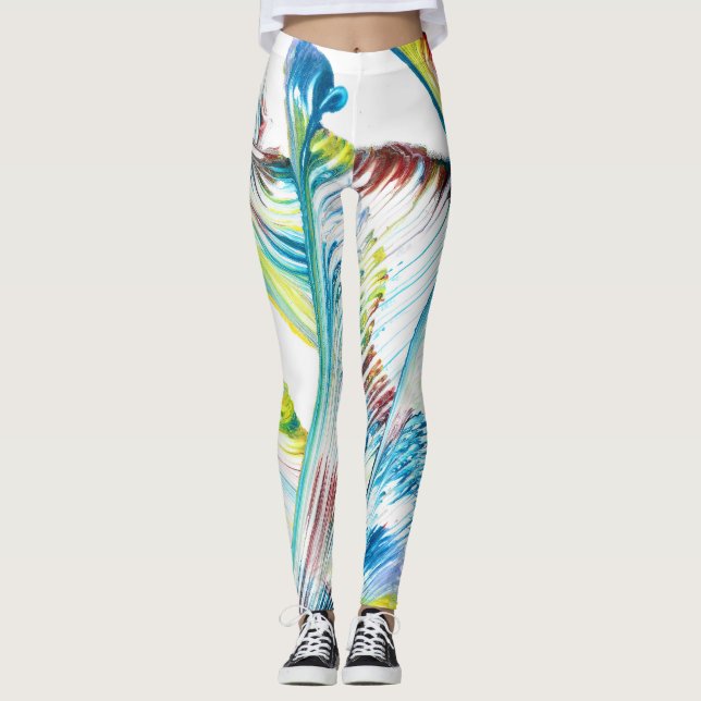 Vandrare 1 Fria Flytande Färgrika Abstrakt Legging (Framsida)