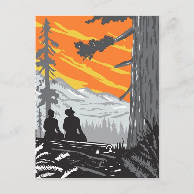 Vandrare i Jedediah Smith Redwoods State Park WPA Vykort (Framsida)