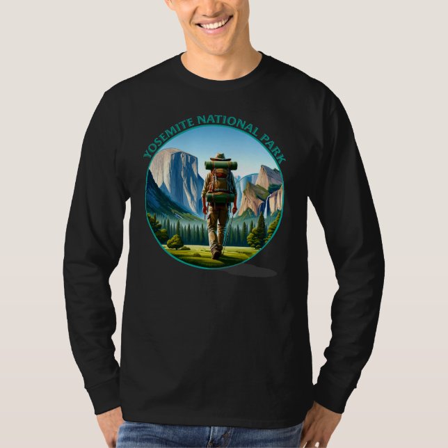 Vandrare i Yosemite Nationalpark T Shirt (Framsida)