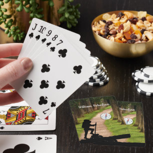 Vandrare med skogsväg och kompass personalisera casinokort