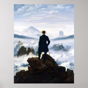 Vandrare ovanför dimhavet, Caspar D Friedrich  Poster