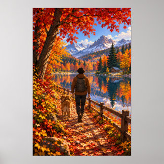 Vandraren Höstsjön Poster