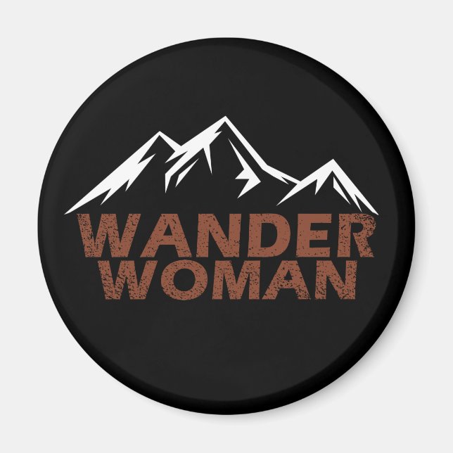 vandrarkvinnans vandrande camping magnet (Framsidan)