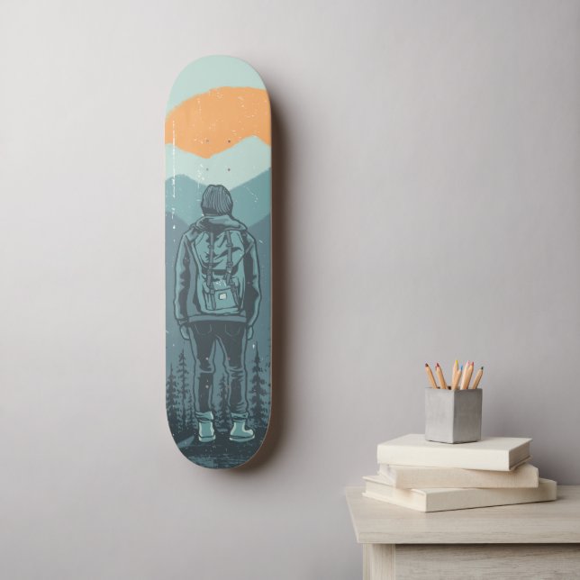 Vandrerska Berg Solnedgång Äventyr Mini Skateboard Bräda 18,5 Cm (Väggkonst)