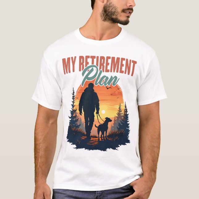 Vandring är min pensionsplan Rolig vandring pensio T Shirt (Framsida)