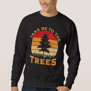 Vandring Camping För Mig Till Träden Retro Solnedg Lång Ärmad Tröja