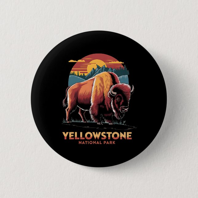 Vandring Camping Retro Yellowstone Nationalpark Bi Knapp (Framsida)