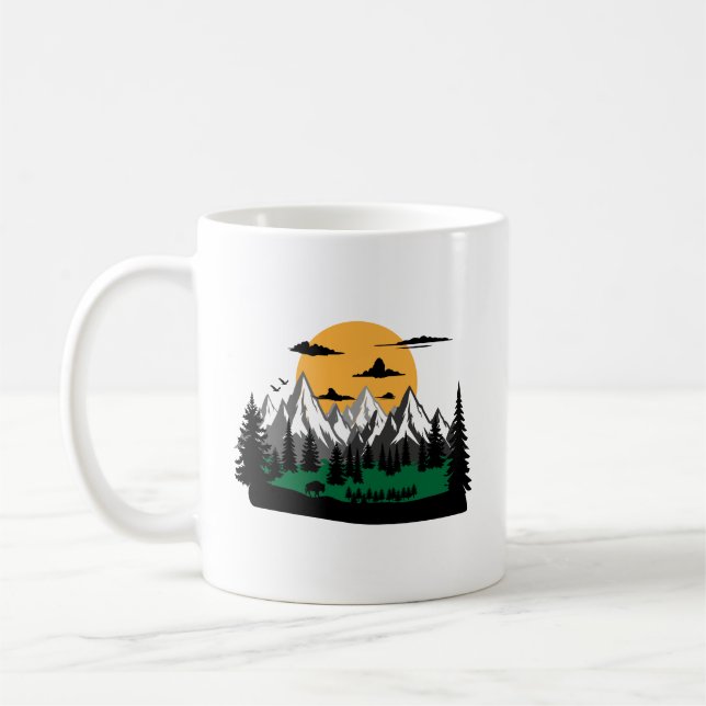 Vandring och camping i bergen grafik kaffemugg (Vänster)