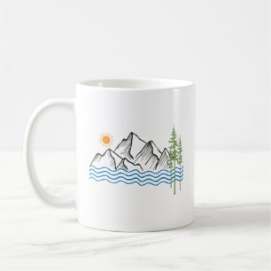 Vandring och camping i bergen grafik kaffemugg