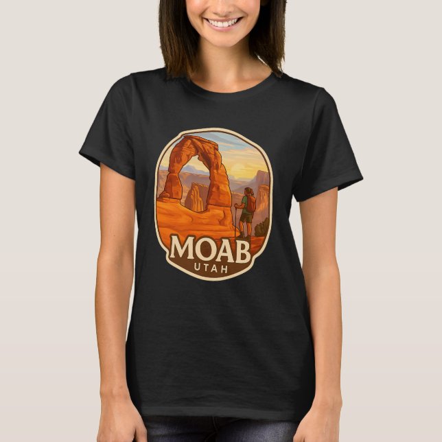 Vandring till Delicate Arch, Moab Utah T Shirt (Framsida)