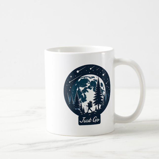 Vandring Under Månljus Grafisk Klädsel Utomhus Fri Kaffemugg (Höger)