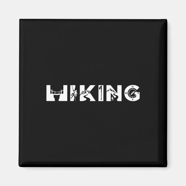 Vandring utomhusäventyr bergsklättring magnet (Framsidan)