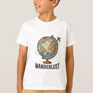 Vandringslust Vintage Världskarta Flygplans Resa T Shirt