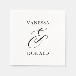 Vanessa Black and White Modern Bröllop Pappersservett