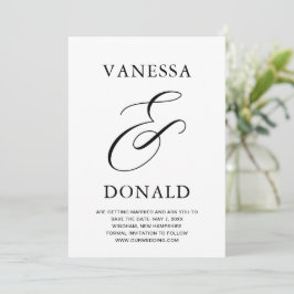 Vanessa Black White Modern Bröllop Spara Datumet