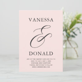 Vanessa Blush Rosa Modern Bröllop Spara Datumet