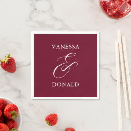 Vanessa Burgundy Modern Bröllop Pappersservett