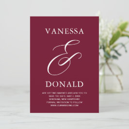 Vanessa Burgundy Modern Bröllop Spara Datumet