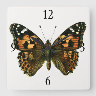 Vanessa cardui - den målade Dam Butterfly Fyrkantig Klocka
