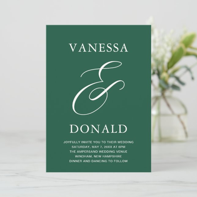 Vanessa Emerald Grönt Modern Bröllop Inbjudningar (Stående Fram)