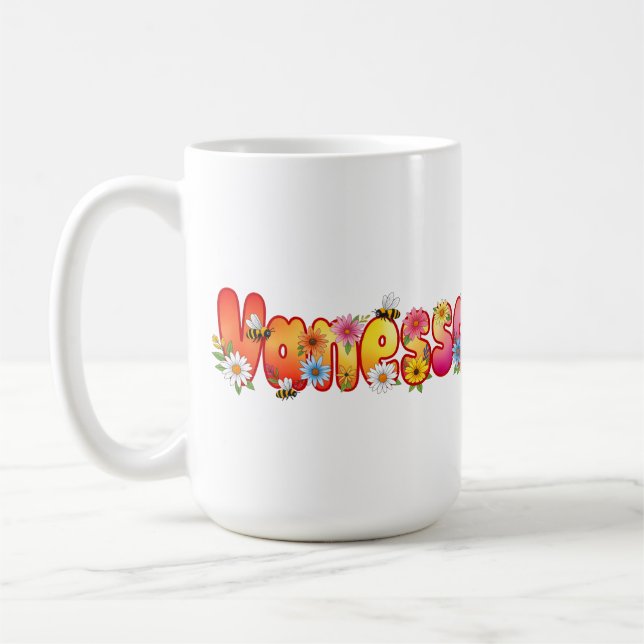 Vanessa - Floral and Bee Design Mug Kaffemugg (Vänster)
