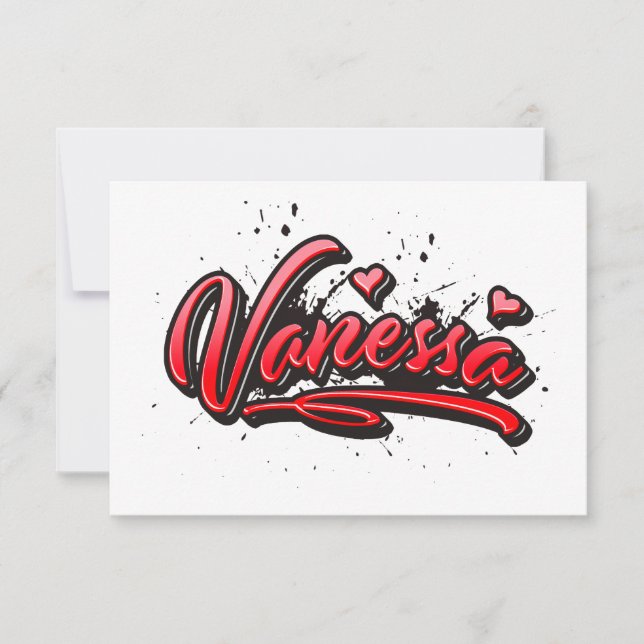 Vanessa Heart Splash Graffiti Karte Kort (Framsida)