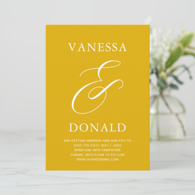 Vanessa Mustard Gul Modern Bröllop Spara Datumet (Stående Fram)