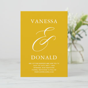 Vanessa Mustard Gult Modern Bröllop Spara Datumet