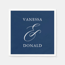 Vanessa Navy Blue Modern Bröllop Pappersservett