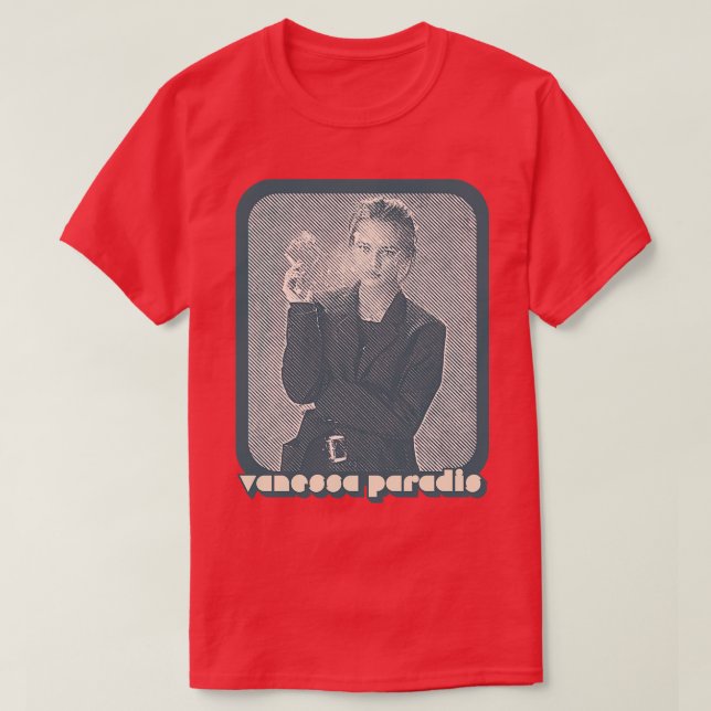 Vanessa Paradis Retro Stil 80-talets Francophile D T Shirt (Design framsida)