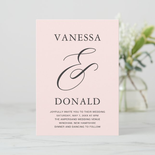 Vanessa  Rosa Modern Bröllop Inbjudningar (Stående Fram)