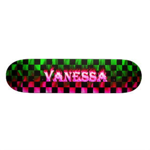 Vanessa skateboard rosa fire och flamma bräda 21,5 cm