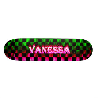 Vanessa skateboard rosa fire och flamma bräda 21,5 cm